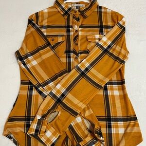 Yellow Plaid Button-Up Shirt